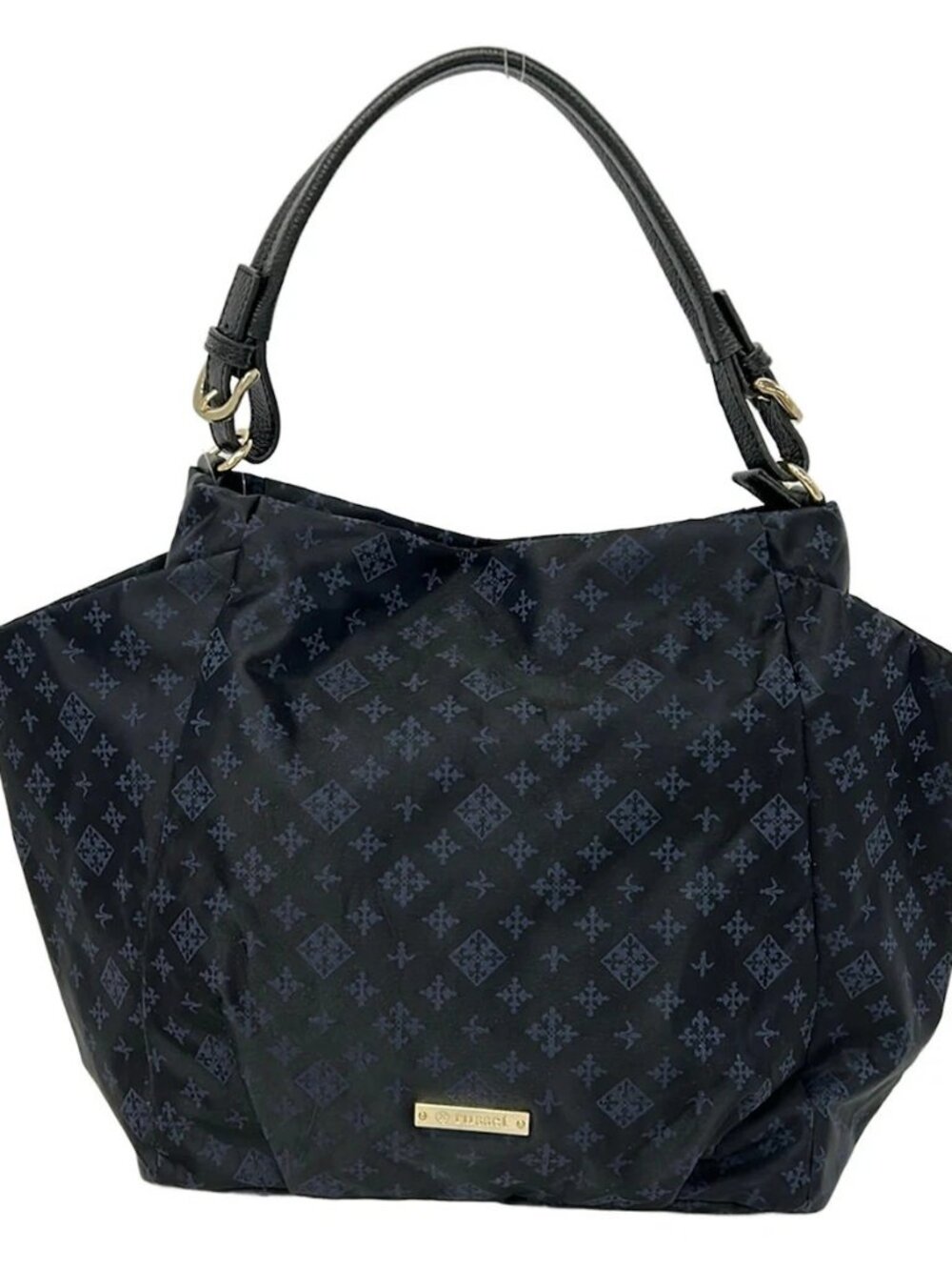 russet Black Dark Navy Nylon Jacquard Leather Shoulder Bag